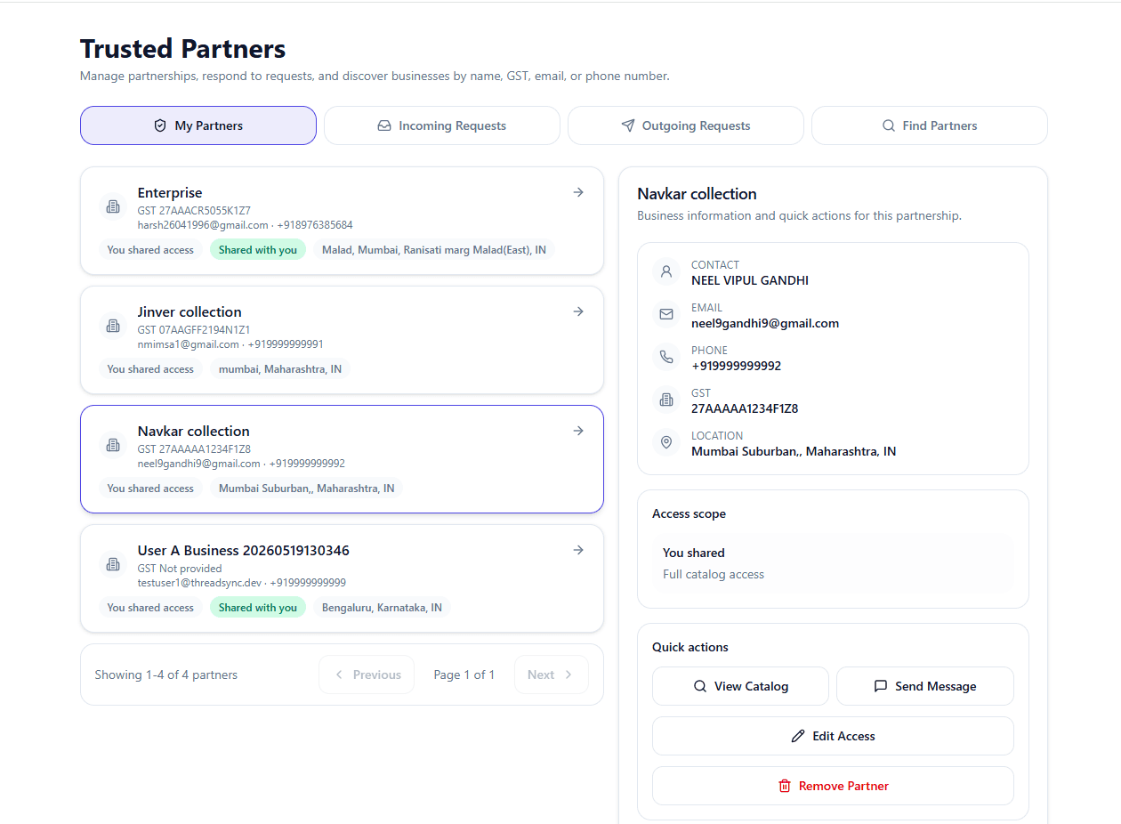 ThreadSync trusted partners interface